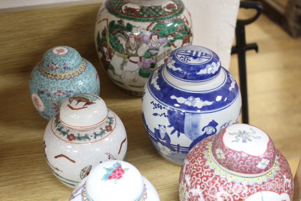 Ten assorted Chinese ginger jars